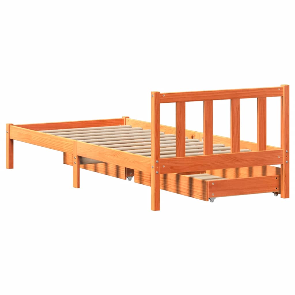 Sengeramme uten madrass voksbrun 100x200 cm heltre furu