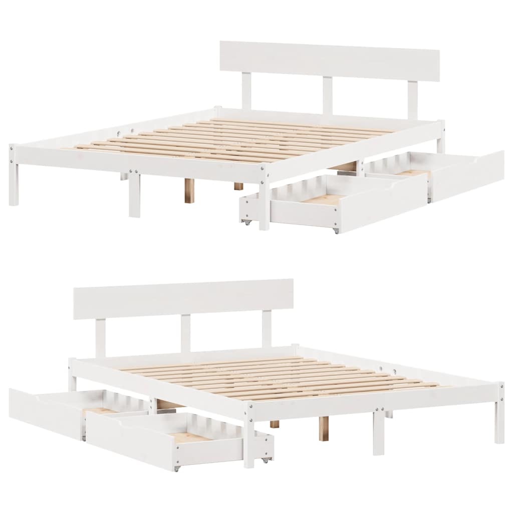 Sengeramme uten madrass hvit 140x190 cm heltre furu