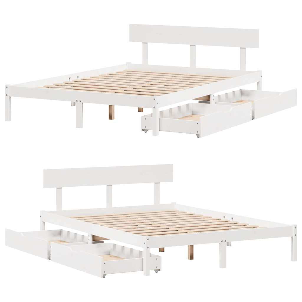 Sengeramme uten madrass hvit 140x200 cm heltre furu