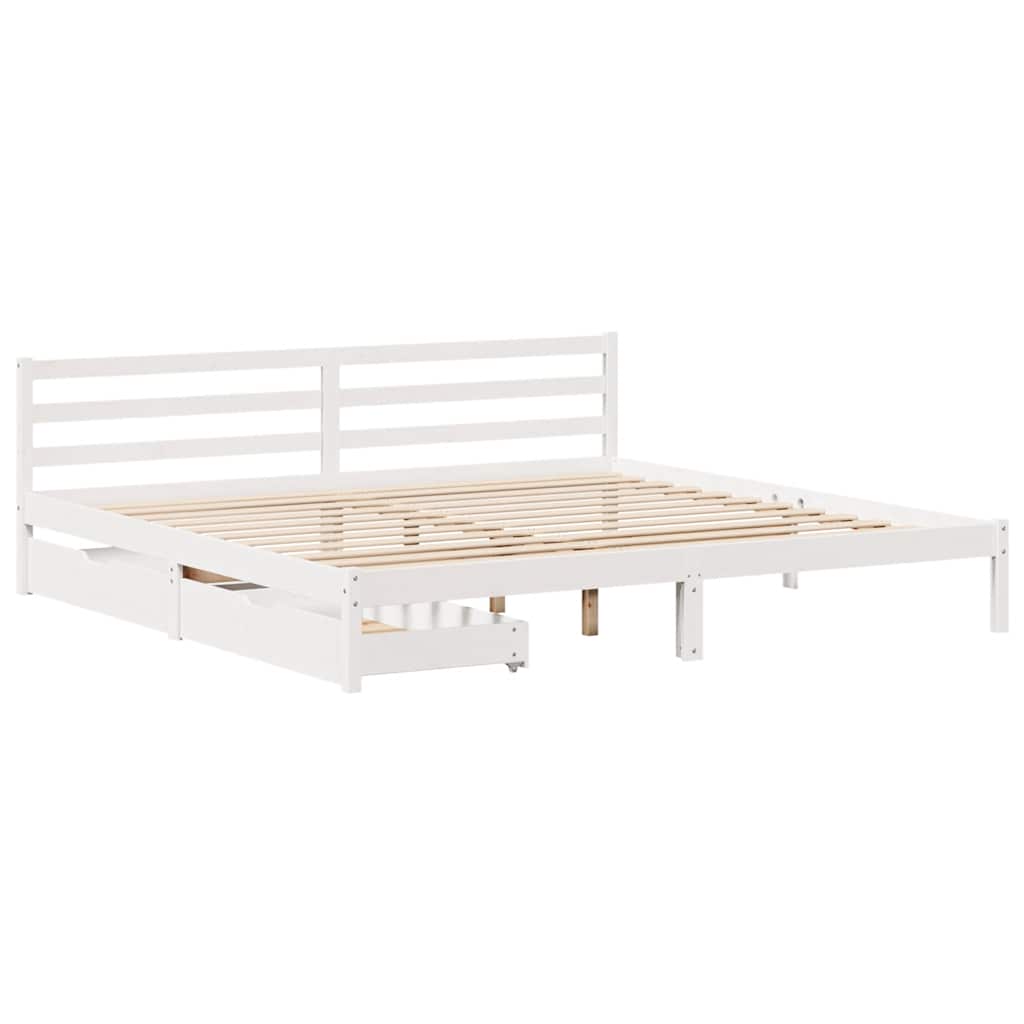 Sengeramme med madrass hvit 200x200 cm heltre furu