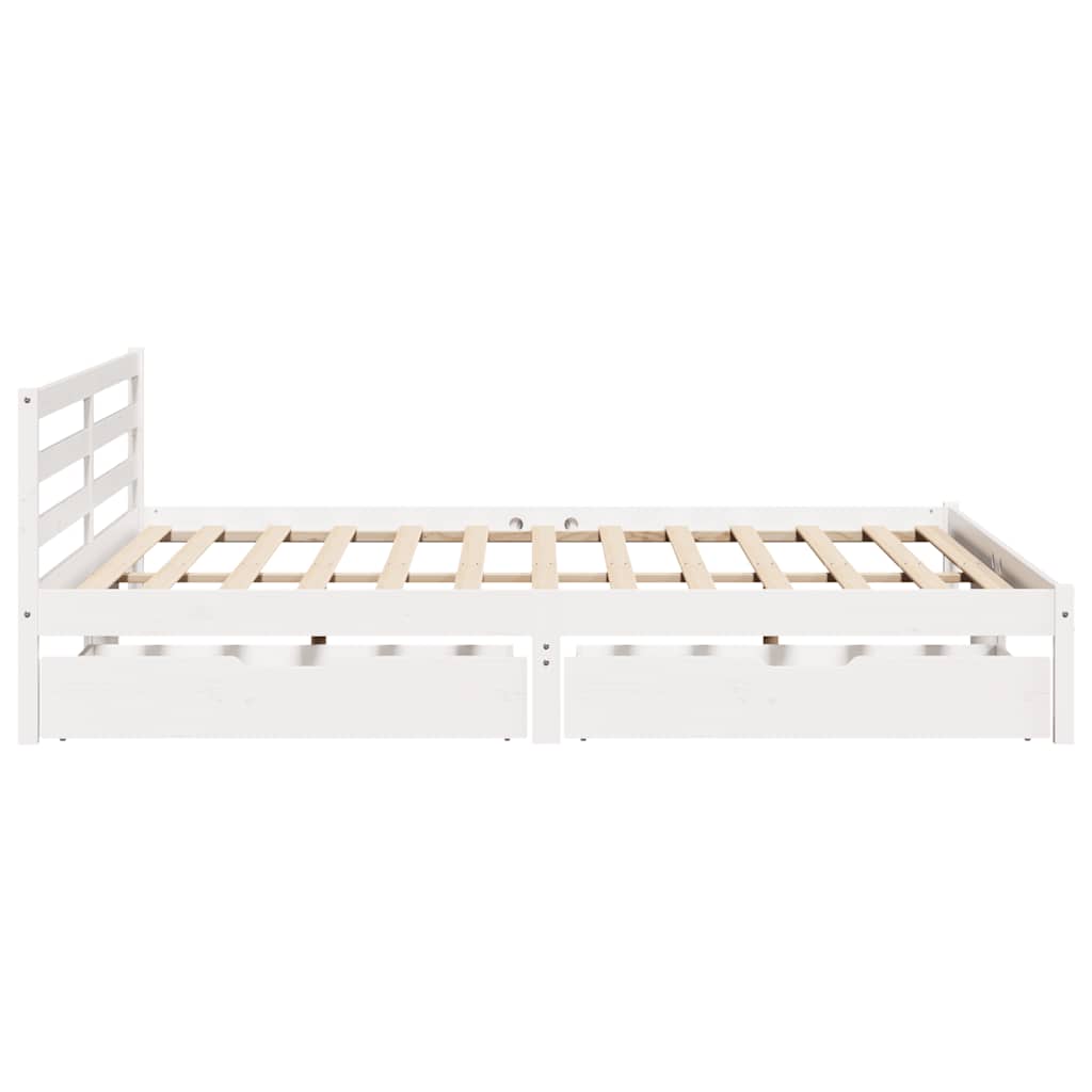 Sengeramme med madrass hvit 200x200 cm heltre furu