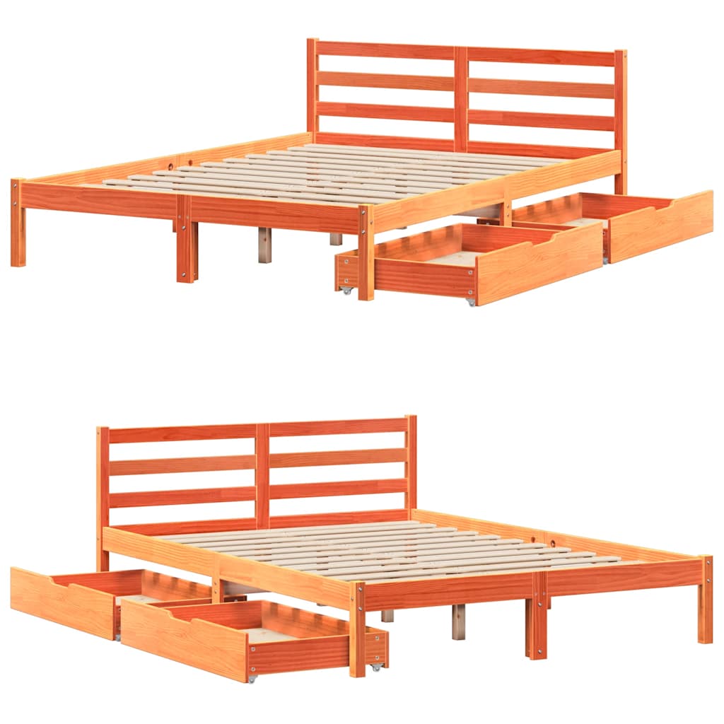 Sengeramme uten madrass voksbrun 120x190 cm heltre furu