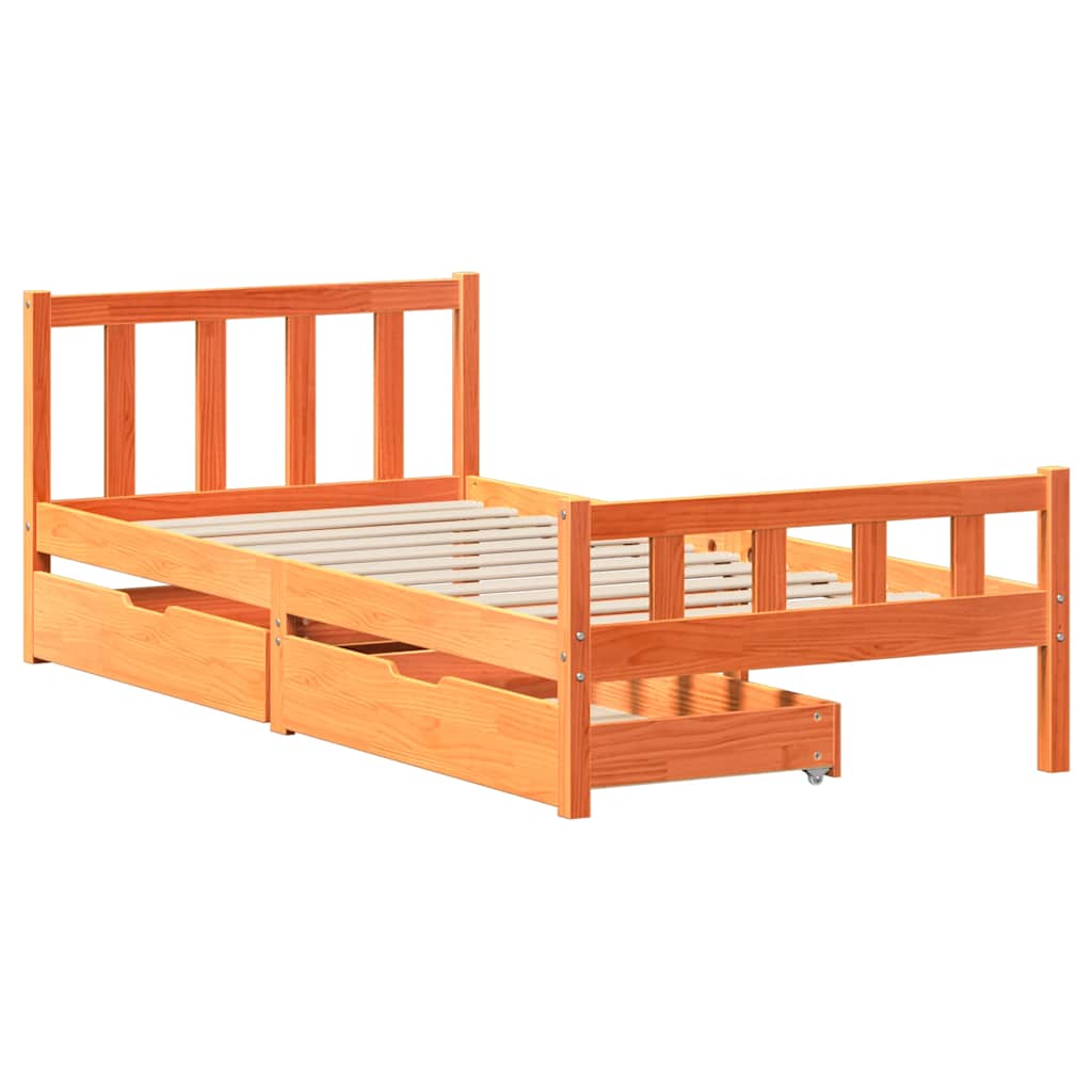 Sengeramme uten madrass voksbrun 75x190 cm heltre furu