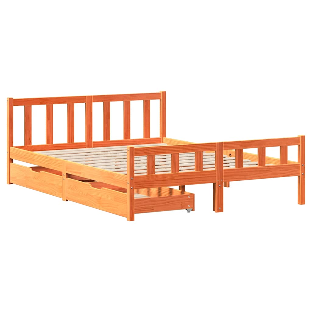 Sengeramme uten madrass brun 150x200 cm heltre furu
