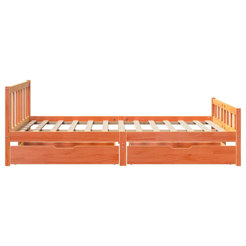 Sengeramme uten madrass brun 150x200 cm heltre furu