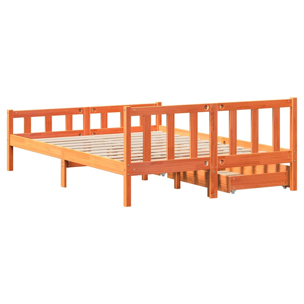 Sengeramme uten madrass brun 150x200 cm heltre furu