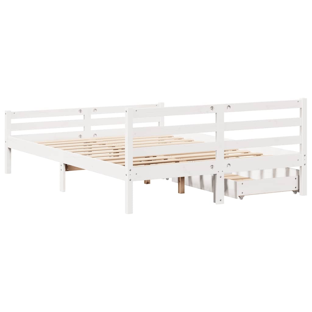 Sengeramme uten madrass hvit 135x190 cm heltre furu
