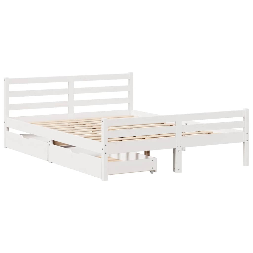 Sengeramme uten madrass hvit 150x200 cm heltre furu