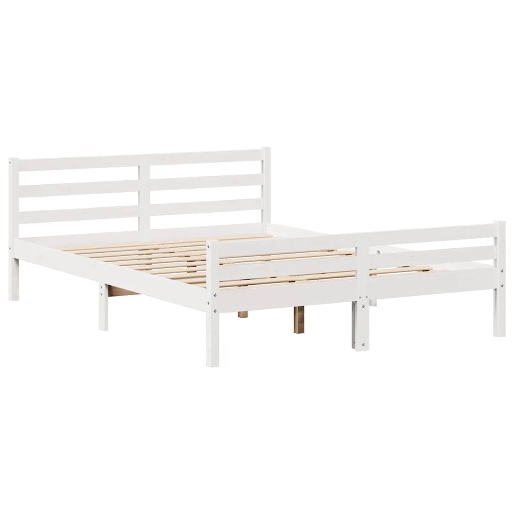 Sengeramme uten madrass hvit 150x200 cm heltre furu
