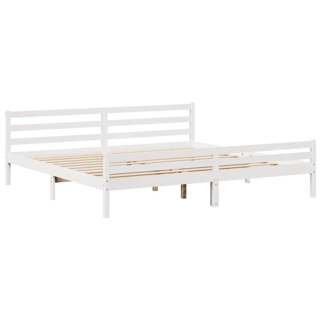 Sengeramme med madrass hvit 200x200 cm heltre furu