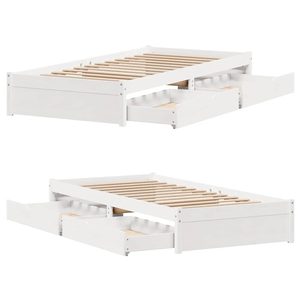 Sengeramme uten madrass hvit 75x190 cm heltre furu