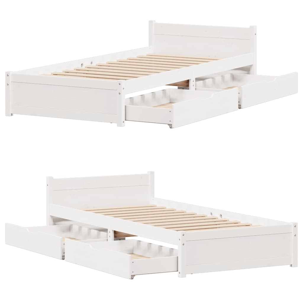 Sengeramme uten madrass hvit 90x190 cm heltre furu