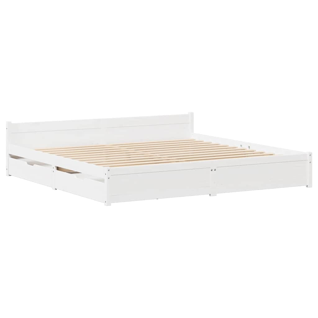 Sengeramme uten madrass hvit 150x200 cm heltre furu