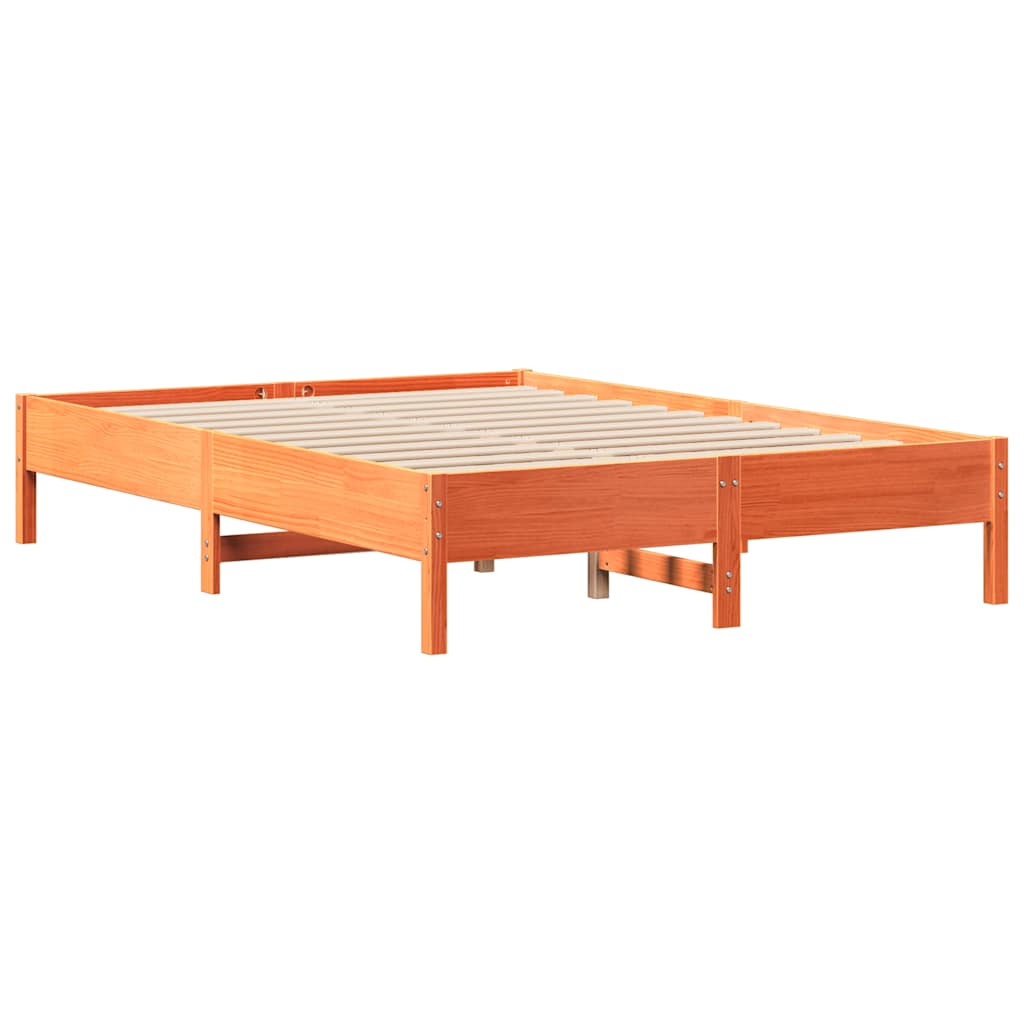Sengeramme uten madrass voksbrun 140x190 cm heltre furu