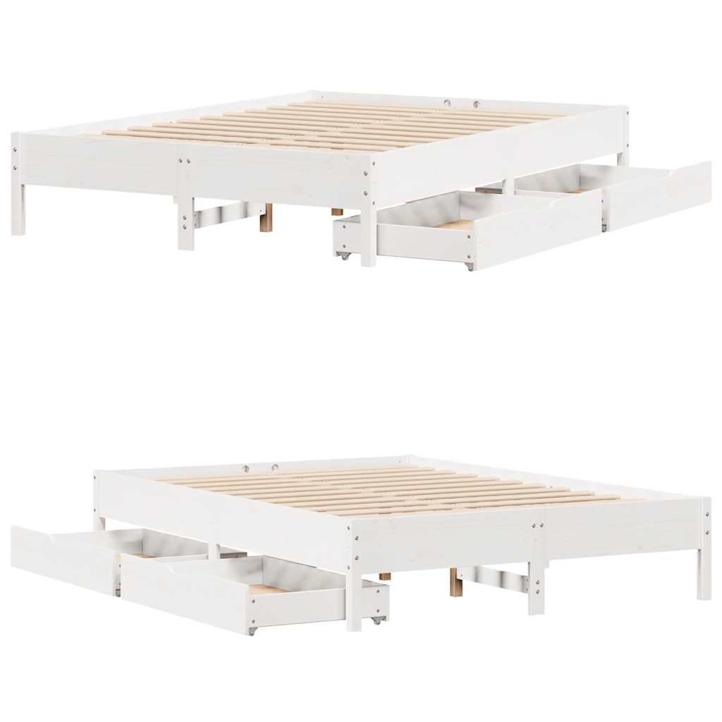 Sengeramme uten madrass hvit 135x190 cm heltre furu