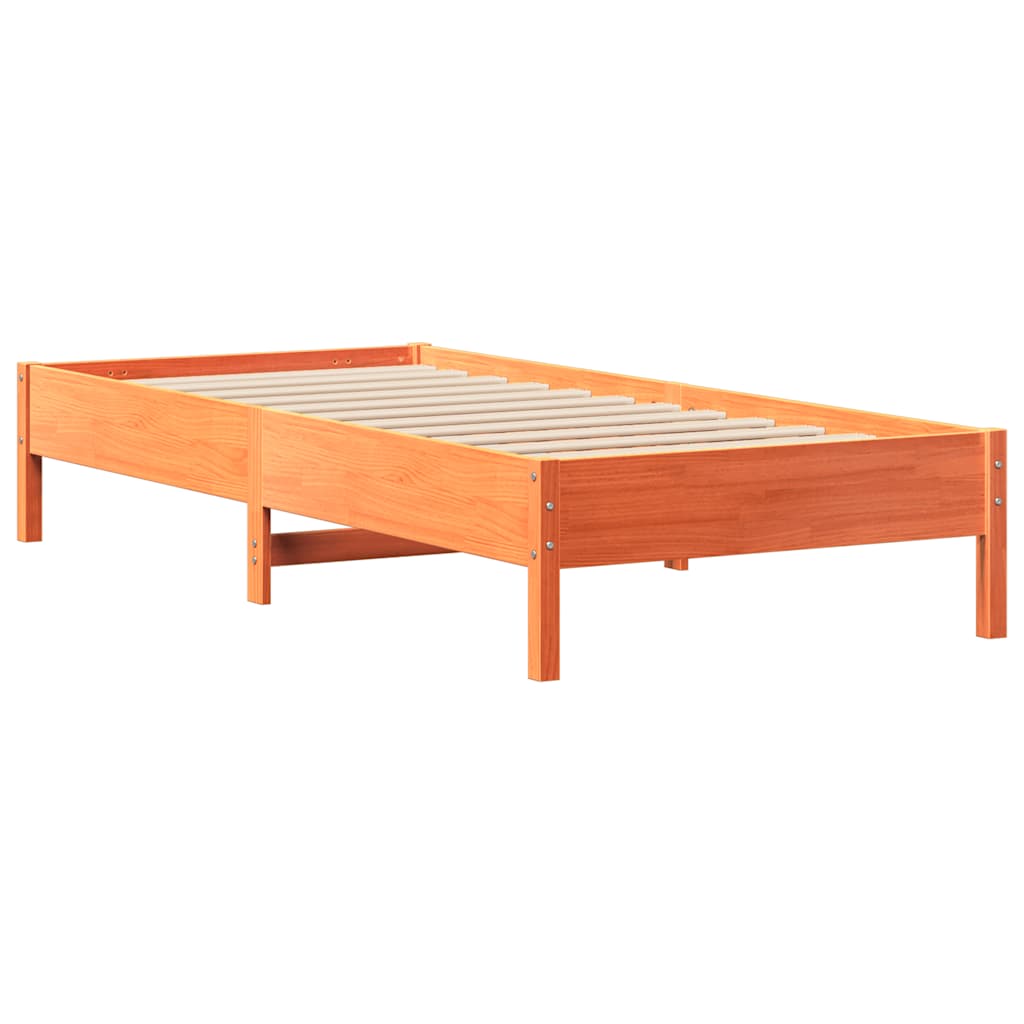 Sengeramme uten madrass voksbrun 90x190 cm heltre furu
