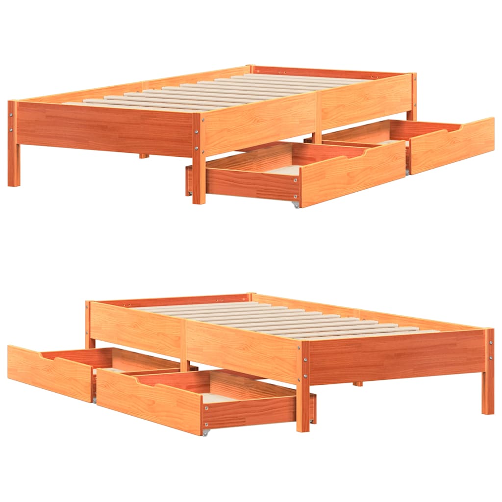 Sengeramme uten madrass voksbrun 90x190 cm heltre furu