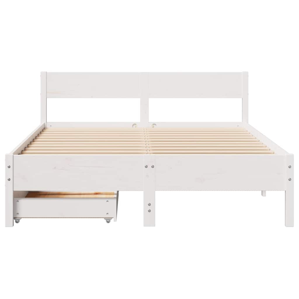 Sengeramme uten madrass hvit 135x190 cm heltre furu