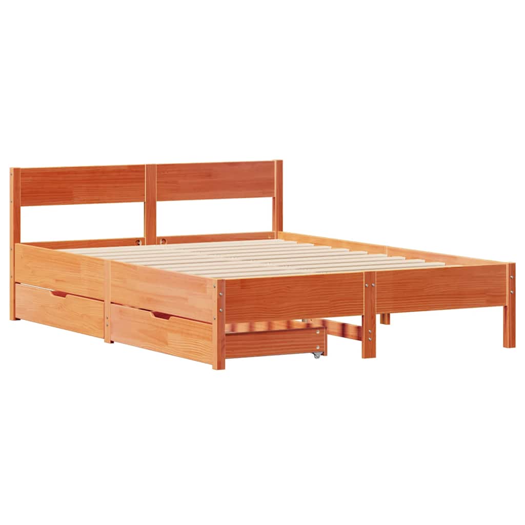 Sengeramme uten madrass brun 135x190 cm heltre furu