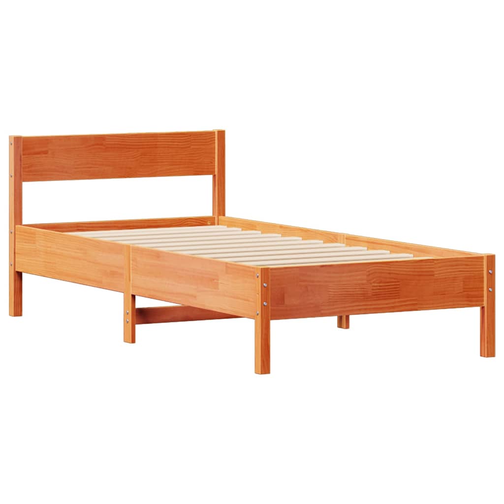 Sengeramme uten madrass voksbrun 75x190 cm heltre furu