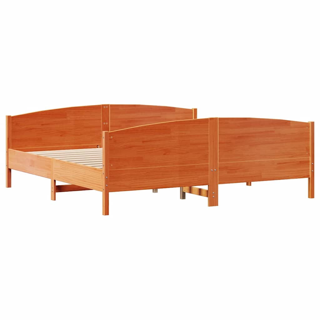Sengeramme uten madrass voksbrun 160x200 cm heltre furu
