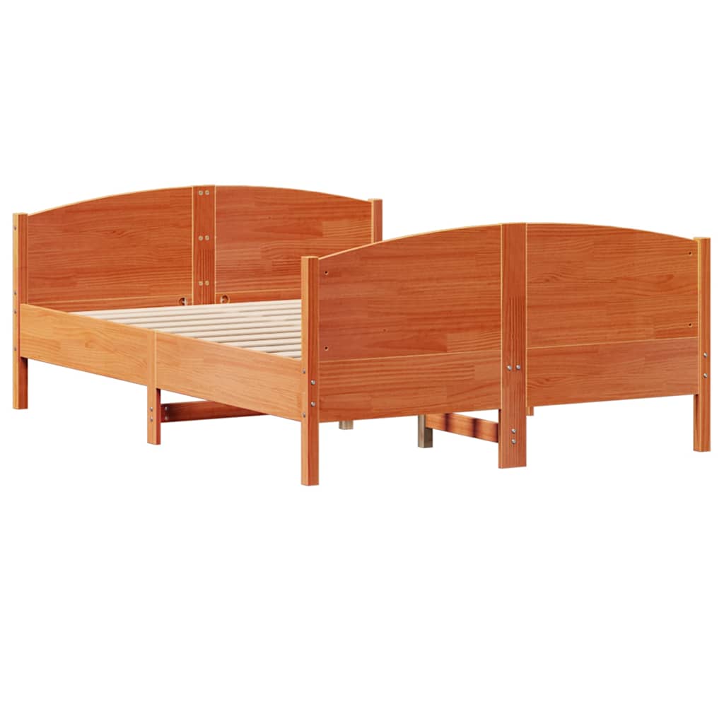 Sengeramme uten madrass voksbrun 140x190 cm heltre furu