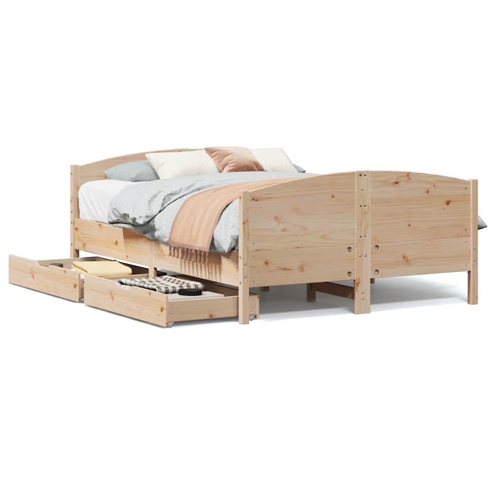 Sengeramme uten madrass hvit 135x190 cm heltre furu