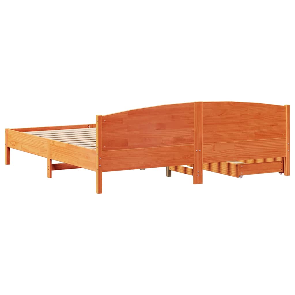 Sengeramme uten madrass voksbrun 200x200 cm heltre furu
