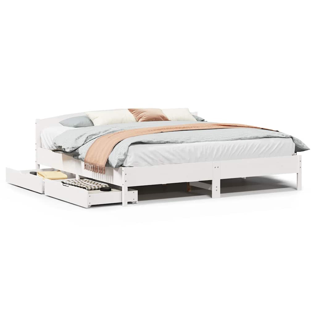 Sengeramme uten madrass hvit 180x200 cm heltre furu
