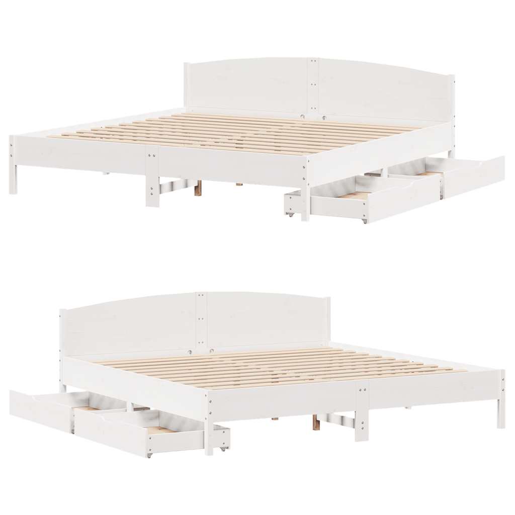Sengeramme uten madrass hvit 180x200 cm heltre furu
