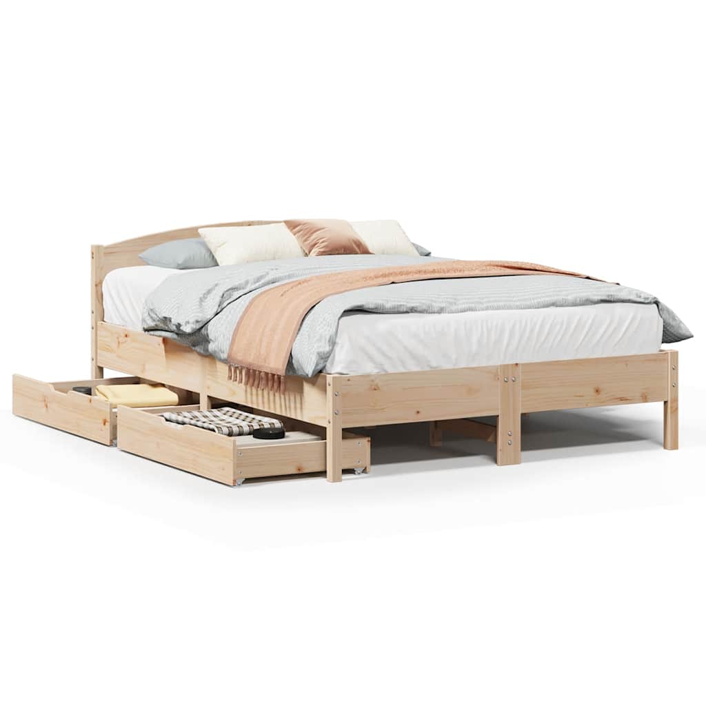 Sengeramme uten madrass hvit 135x190 cm heltre furu