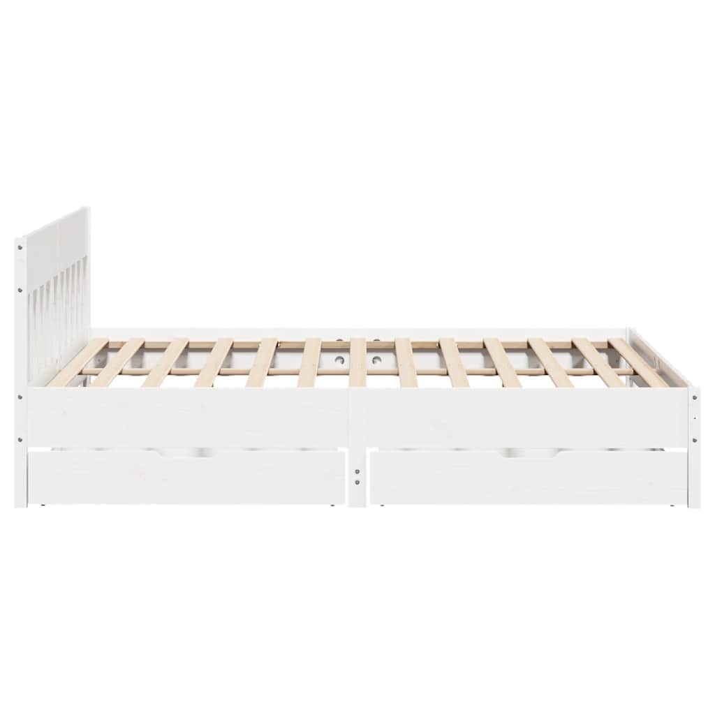 Sengeramme med madrass hvit 200x200 cm heltre furu