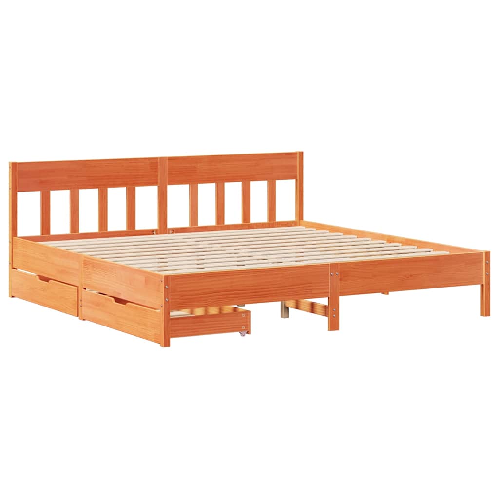 Sengeramme uten madrass voksbrun 180x200 cm heltre furu