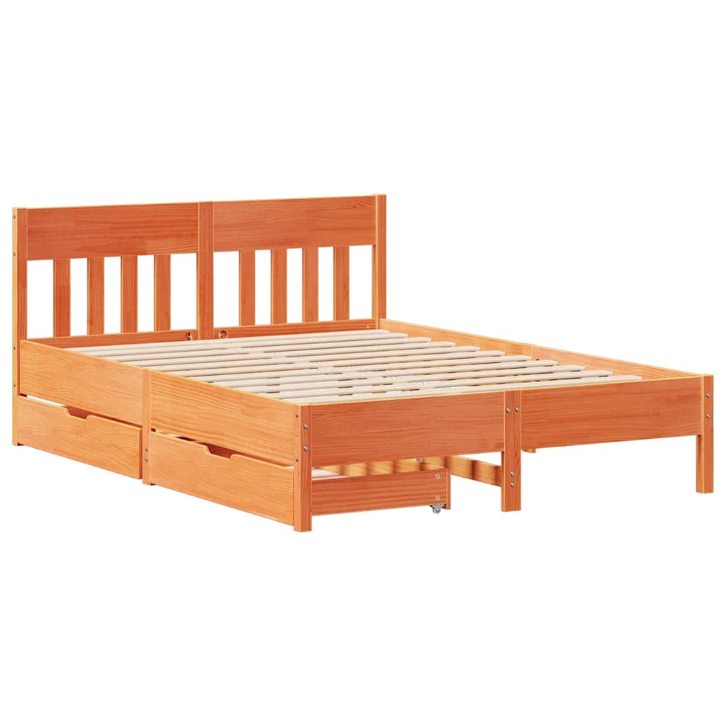Sengeramme uten madrass voksbrun 120x190 cm heltre furu