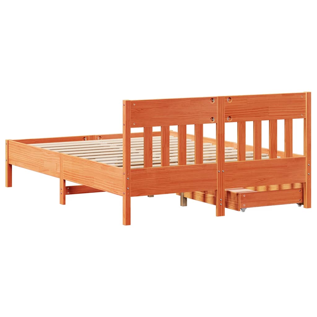 Sengeramme uten madrass voksbrun 120x190 cm heltre furu