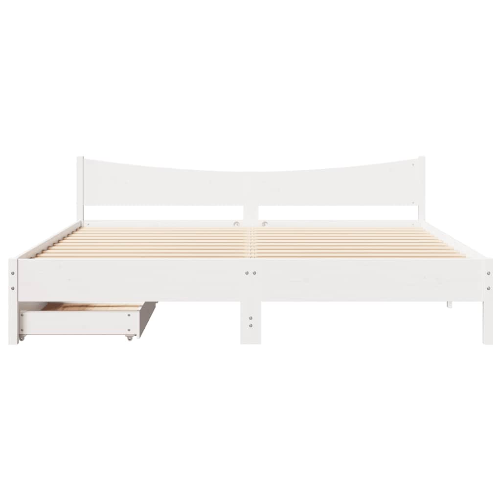 Sengeramme med skuffer hvit 180x200 cm heltre furu