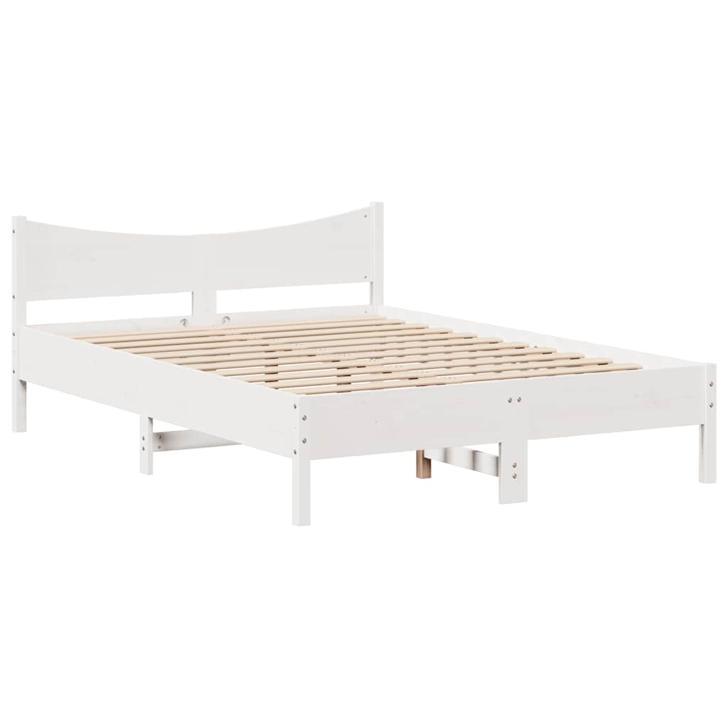 Sengeramme med skuffer hvit 150x200 cm heltre furu