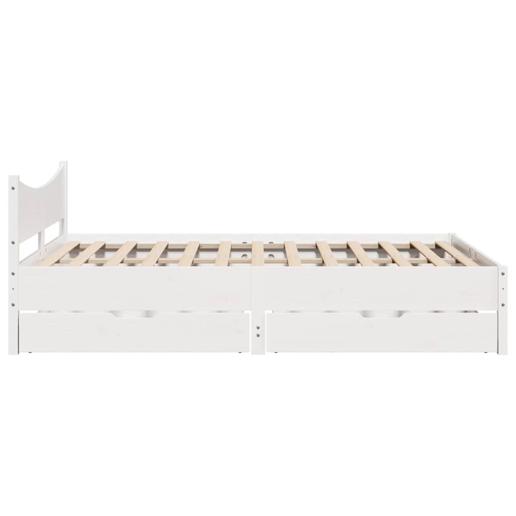 Sengeramme med skuffer hvit 140x200 cm heltre furu
