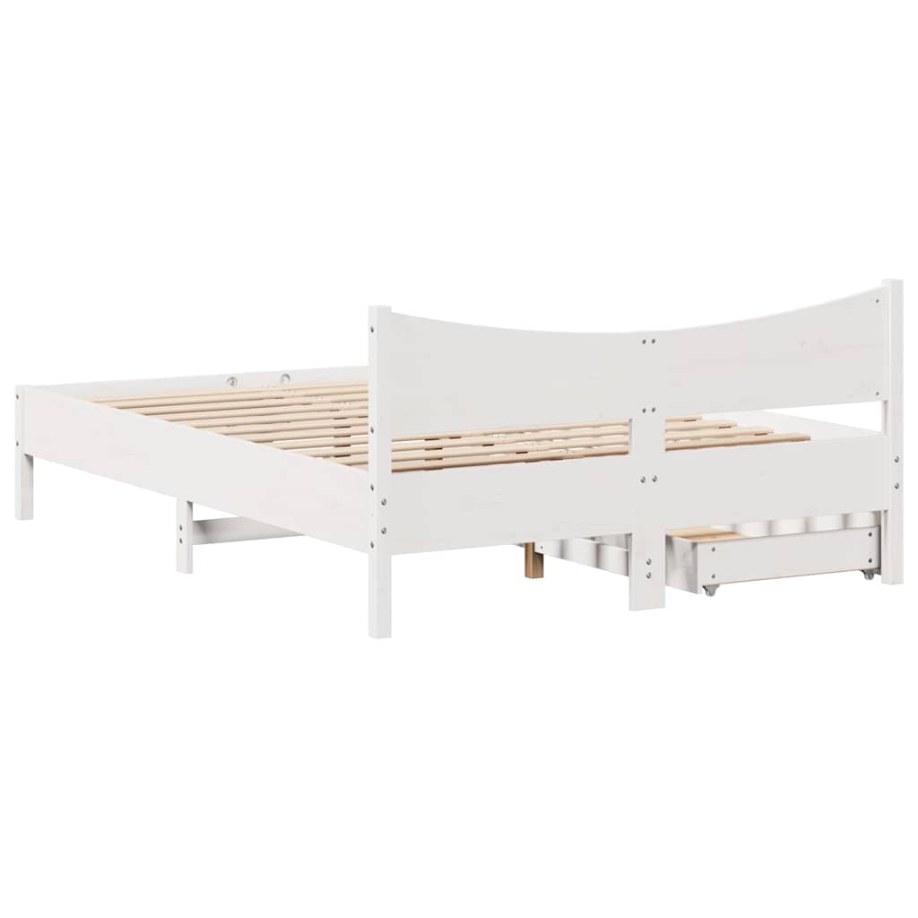 Sengeramme med skuffer hvit 120x200 cm heltre furu