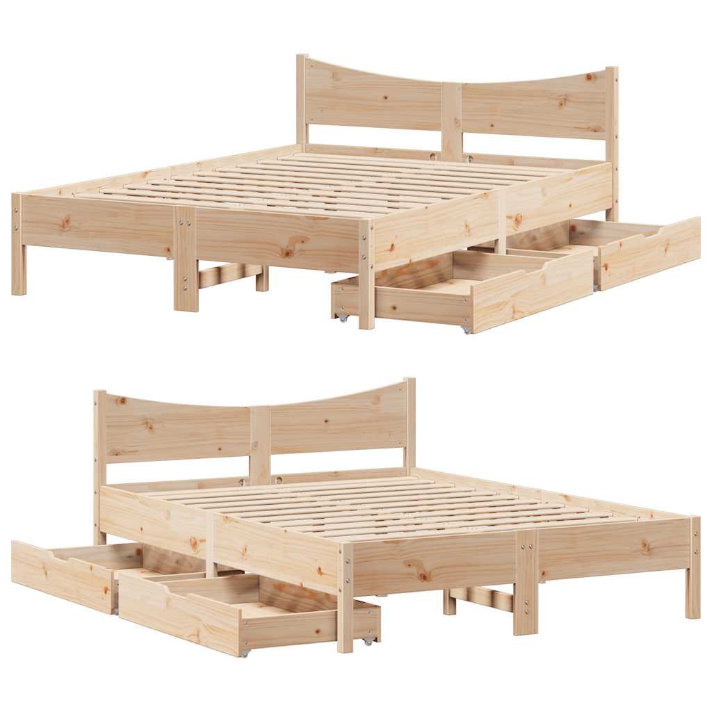 Sengeramme med skuffer 120x190 cm heltre furu