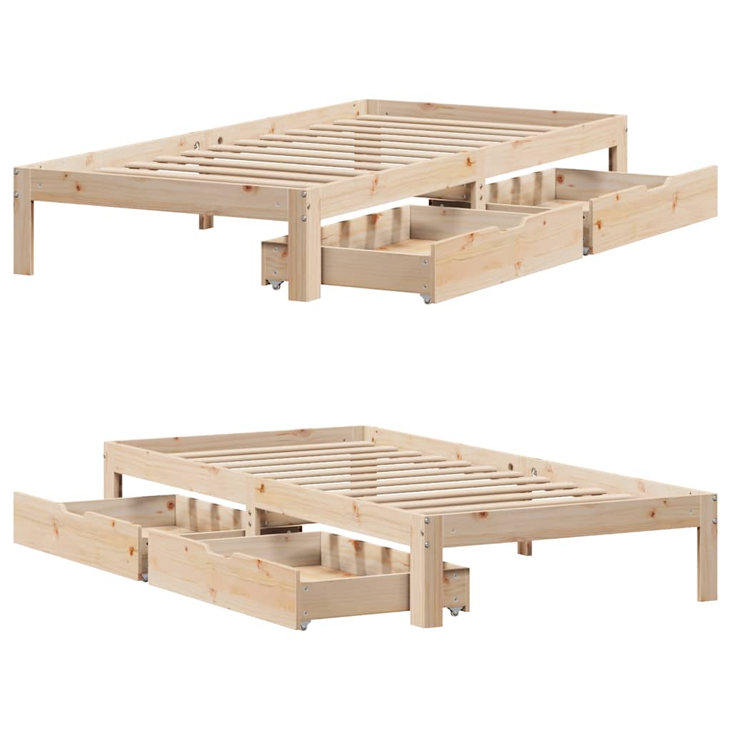 Sengeramme med skuffer 90x200 cm heltre furu