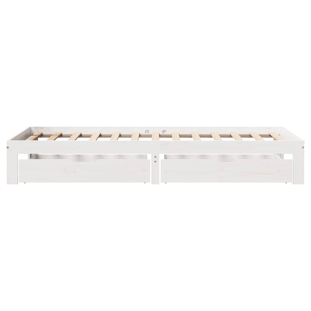 Sengeramme med skuffer hvit 90x200 cm heltre furu