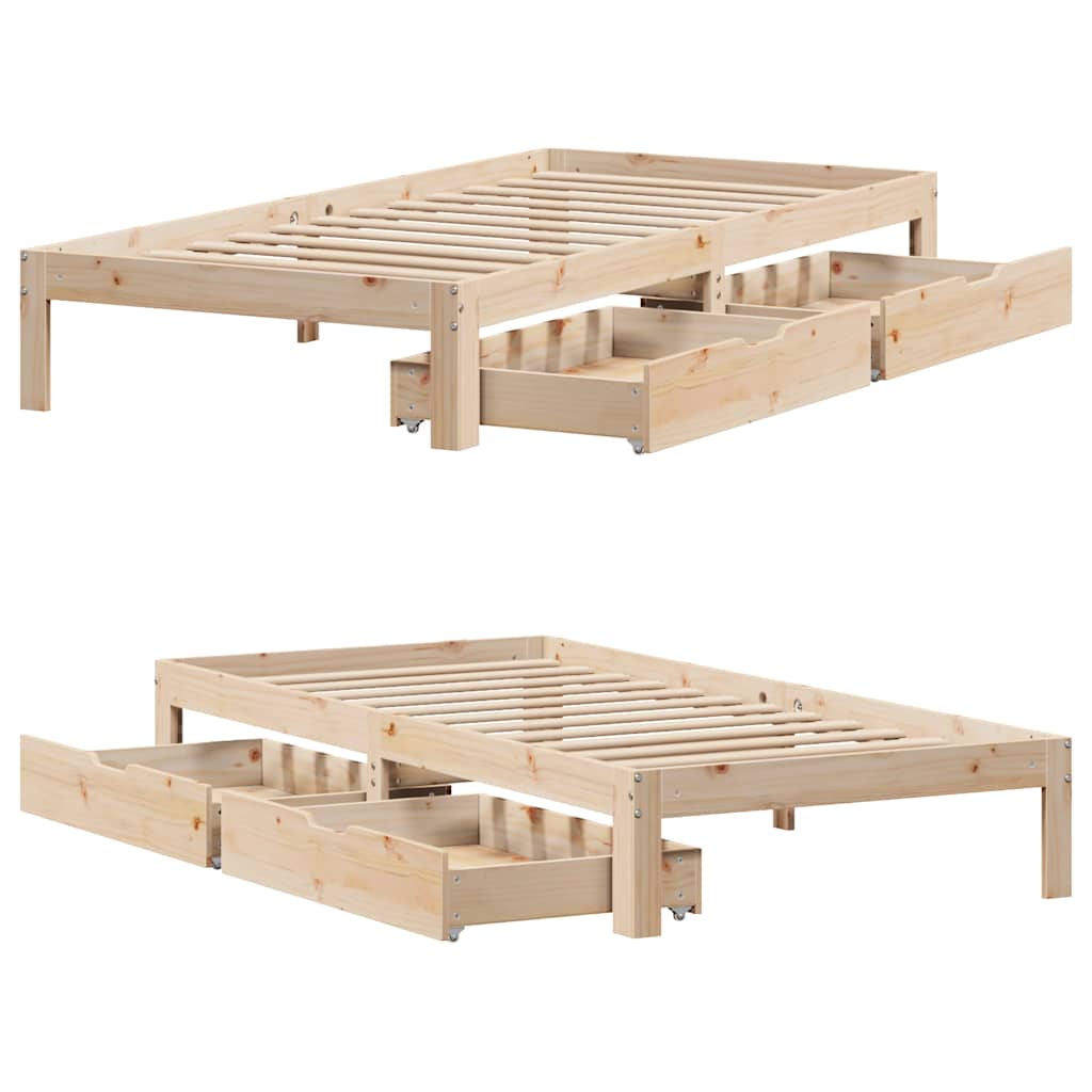 Sengeramme med skuffer 100x200 cm heltre furu