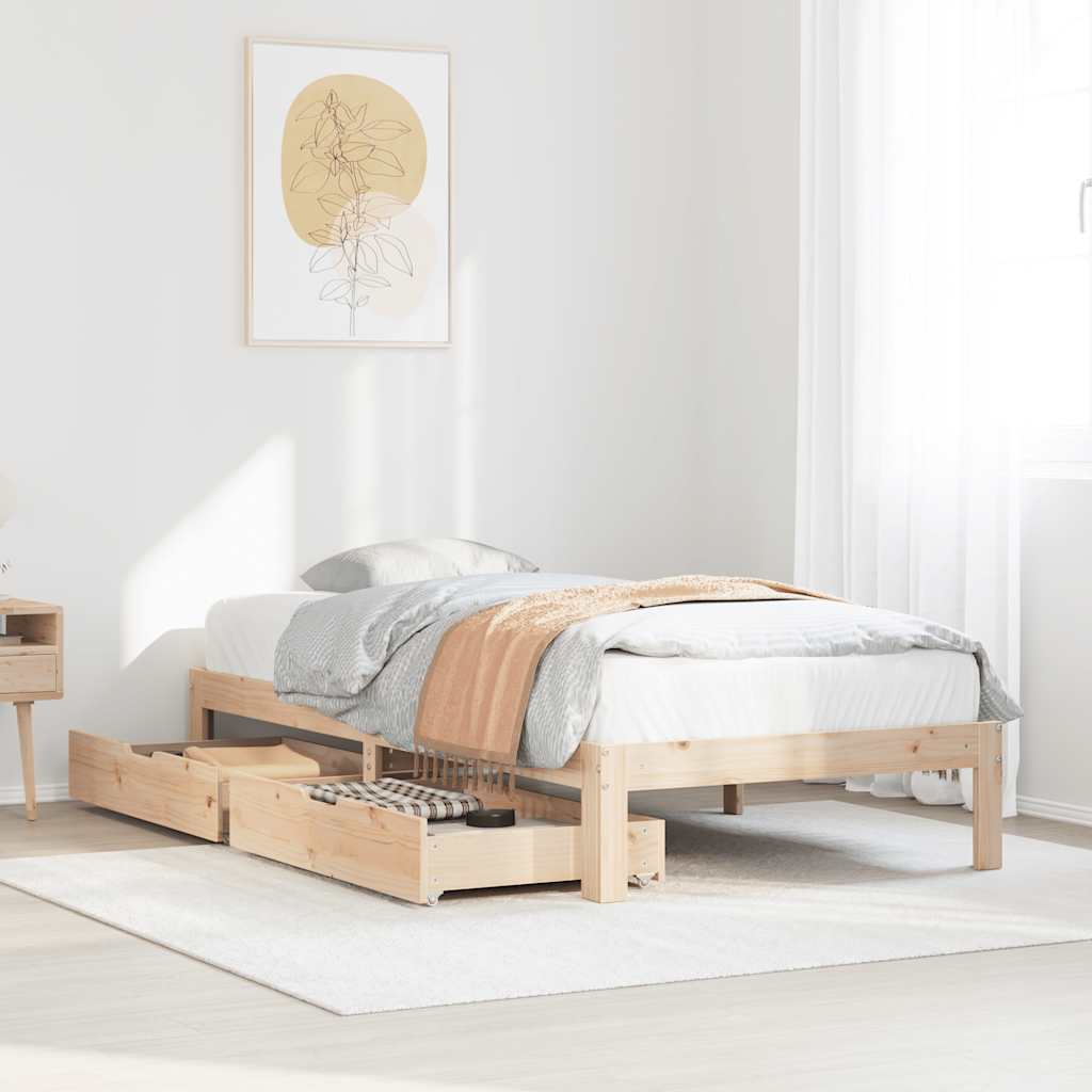 Sengeramme med skuffer 100x200 cm heltre furu