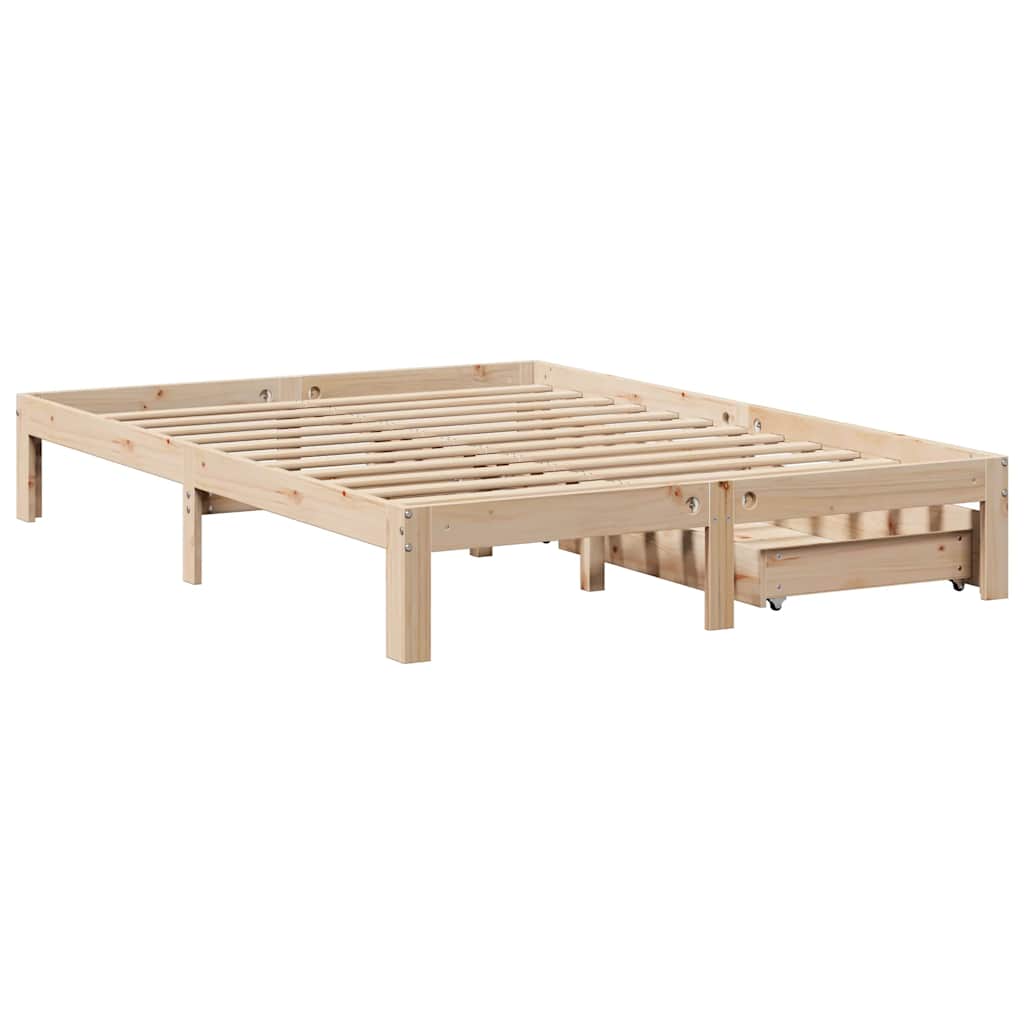 Sengeramme med skuffer 140x200 cm heltre furu