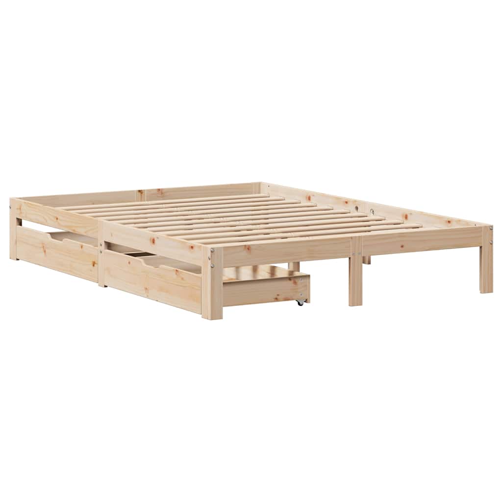 Sengeramme med skuffer 150x200 cm heltre furu