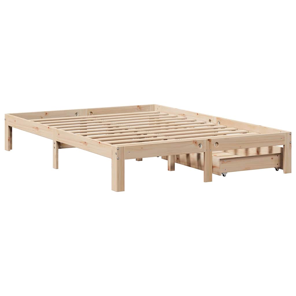 Sengeramme med skuffer 150x200 cm heltre furu