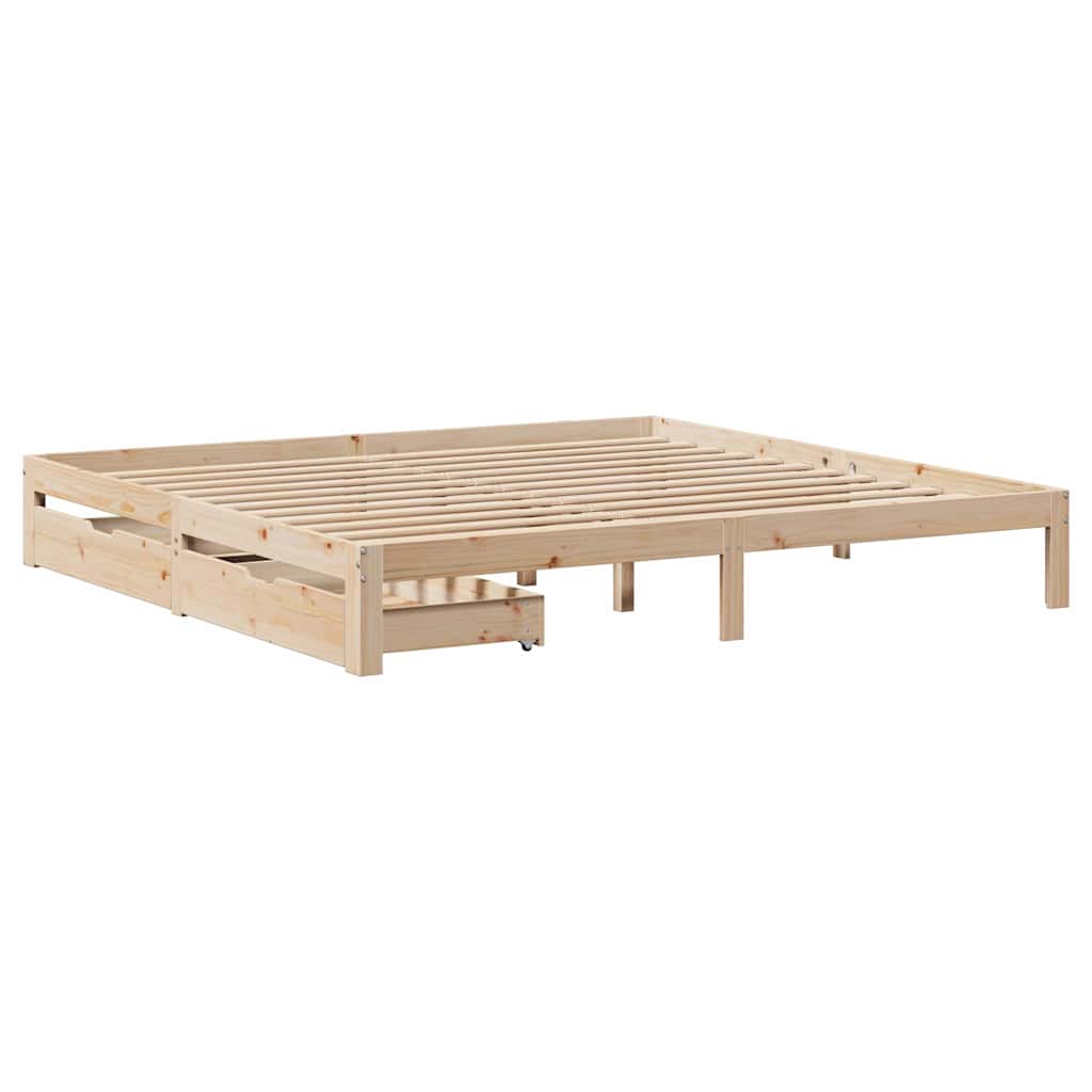 Sengeramme med skuffer 180x200 cm heltre furu