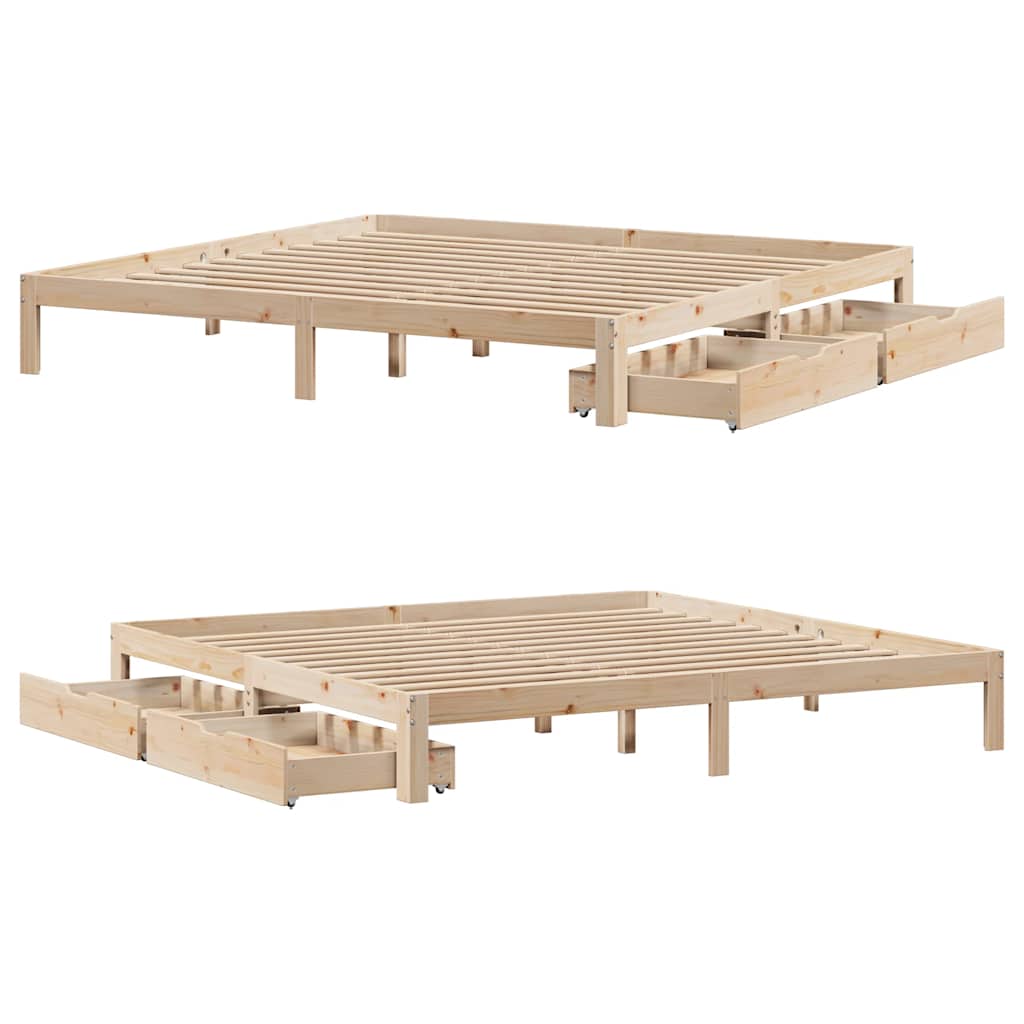 Sengeramme med skuffer 180x200 cm heltre furu