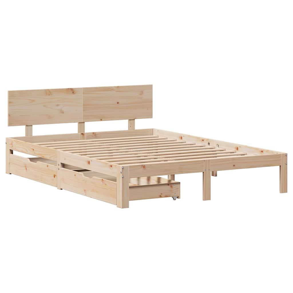 Sengeramme med skuffer 120x190 cm heltre furu